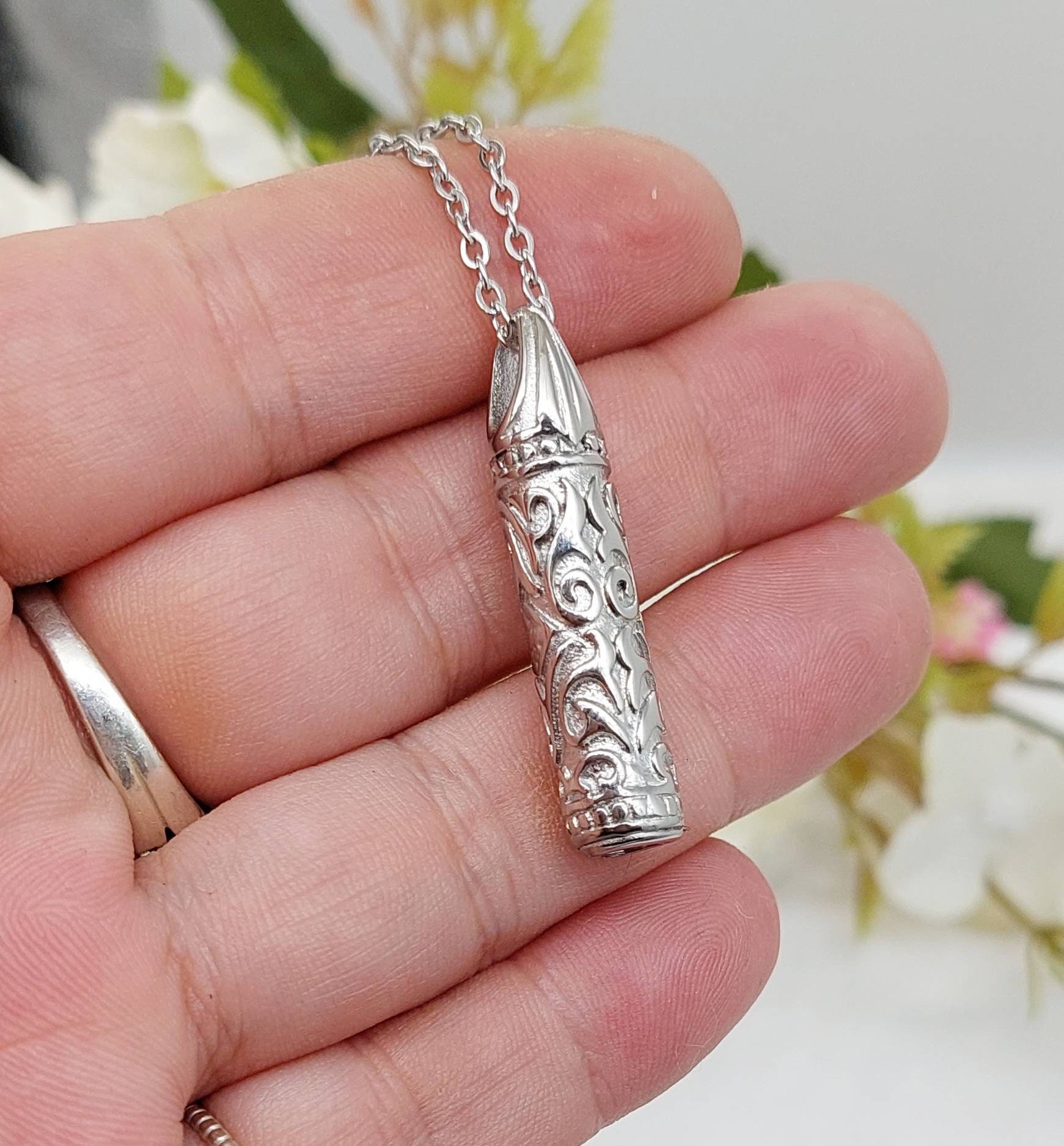 Stainless Steel Cremation Jewelry Necklace for Ashes Vintage Inspired