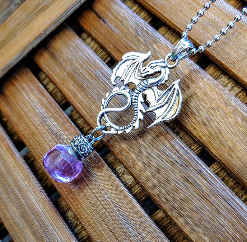 Dragon Pendant with Fillable Crystal Keepsake Necklace | Etsy