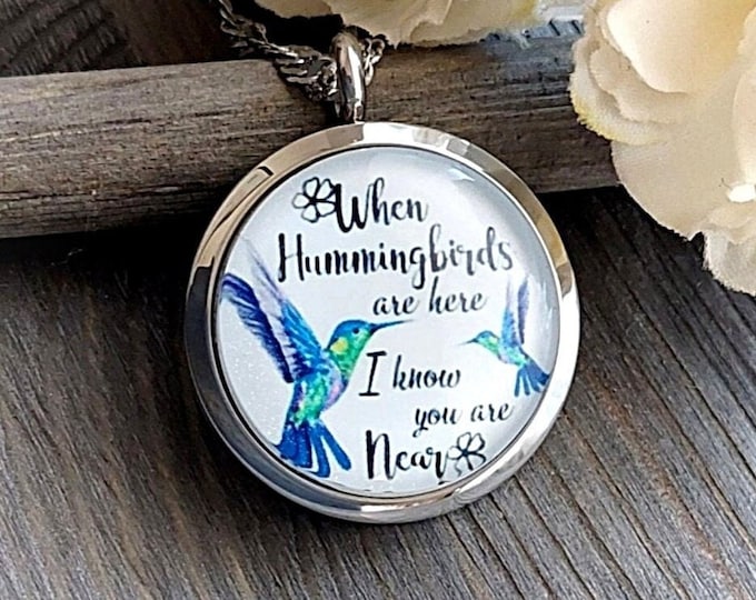 Hummingbird Locket for Ashes or Strands of Hair | Urn Necklace | Cremation Jewelry | Urn Jewellery for Ash | Memorial Gifts for Her, Mom Urn