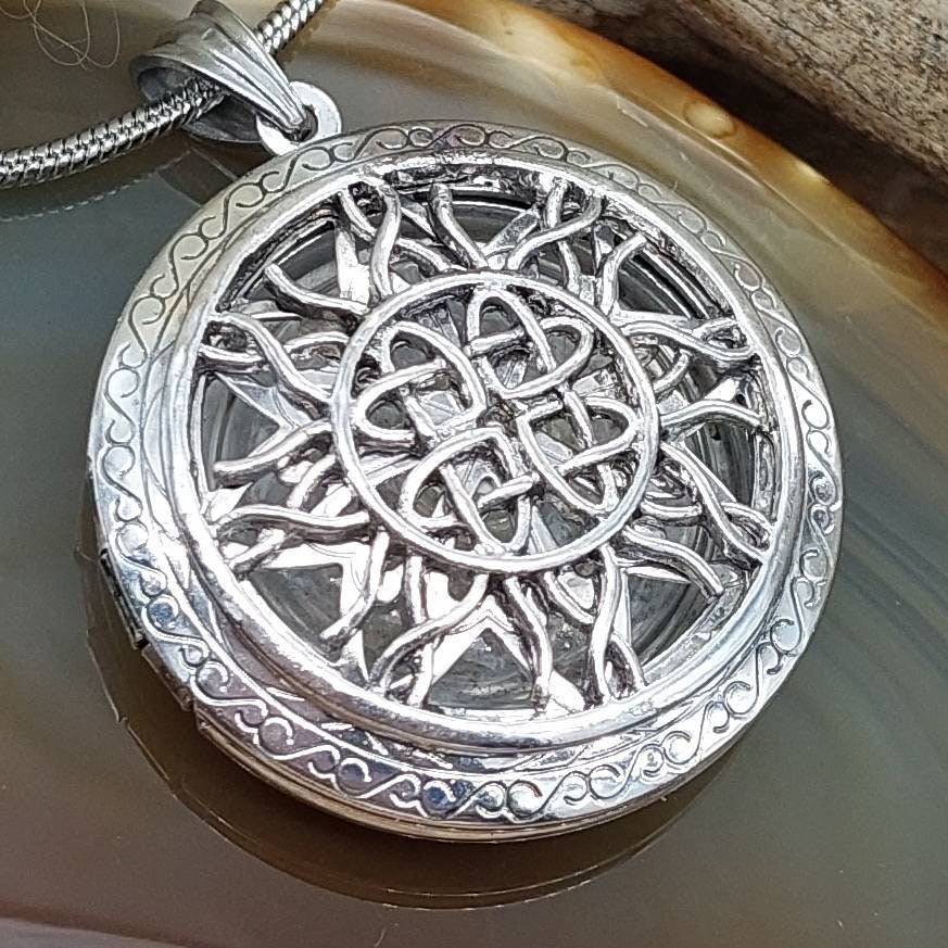 Celtic Knot Sun Locket Urn Necklace for Ashes or Lock of Hair ...