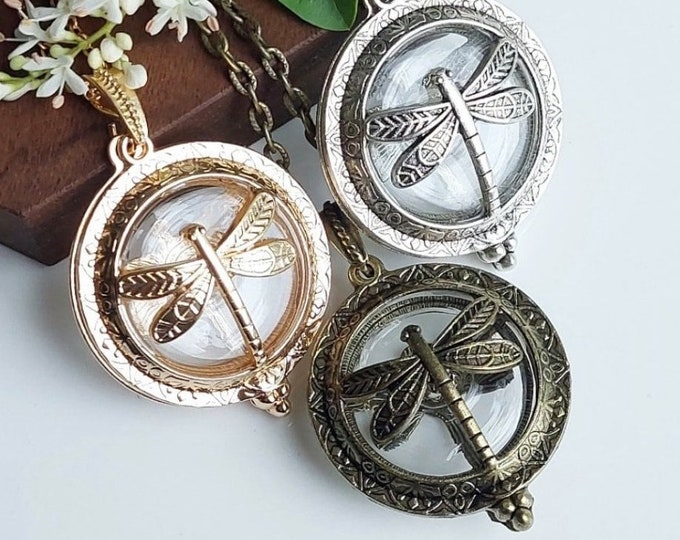 Dragonfly Urn Locket Necklace for Ashes or Lock of Hair | Keepsake Jewelry | Cremation Jewelry | Memorial Gifts for Her | Urn Jewellery