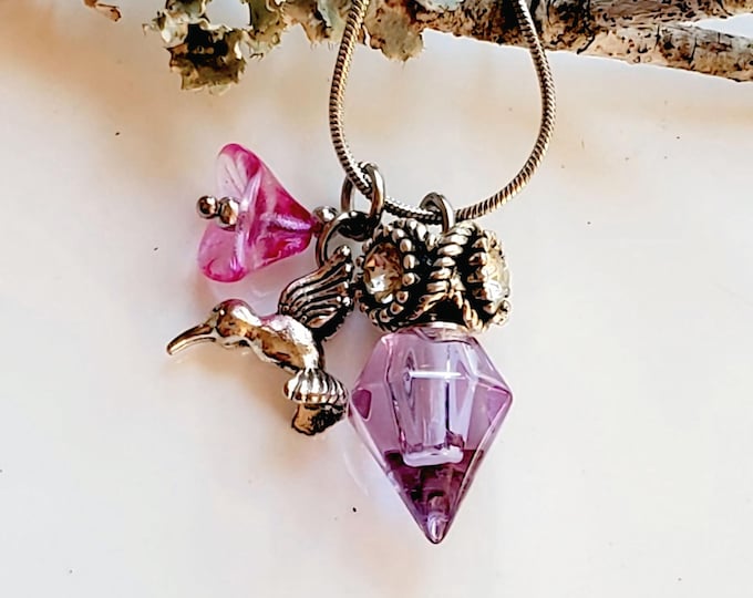 Hummingbird Memorial Ash Pendant | Cremation Necklace, Urn Jewelry, Memorial Ashes, Keepsake, Sympathy, Gifts