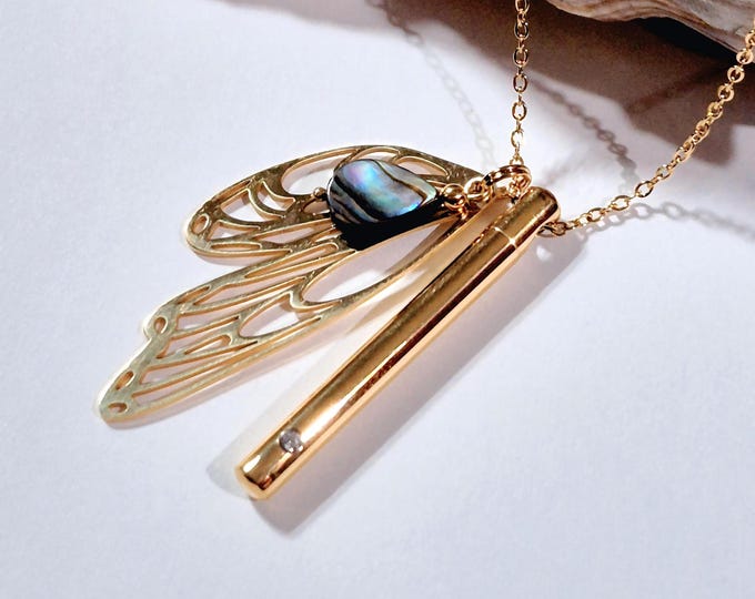 Butterfly Wing Urn Necklace: Cremation Jewelry Pendant | Memorial Ashes Keepsake | Sympathy Gifts