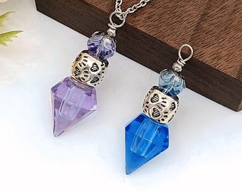 Paw Print Crystal Pet Ashes Urn Necklace, Cremation Keepsake