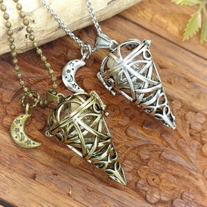 Memorial Star Locket Necklace with Fillable Glass | Cone Horn Locket | Mourning Locket | Gothic Urn Jewelry for Ashes | Cremation Jewelry