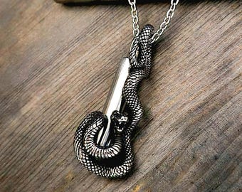 Stainless Steel Snake Urn Necklace | Cremation Jewelry for Men or Women, Memorial Pendant, Ashes Keepsake, Loss of Loved One Gifts