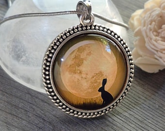 Bunny Rabbit Keepsake Locket : Urn Pendant Necklace for Ashes or Fur | Cremation Jewellery | Pet Memorial Jewelry for Cremains | Bunny Moon