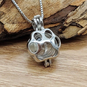 Sterling Silver Pet Memorial Jewelry Locket for Keepsake Ashes Necklace | Cat Urn Dog Urn Jewelry | Paw Print Cremation Jewellery Locket Urn