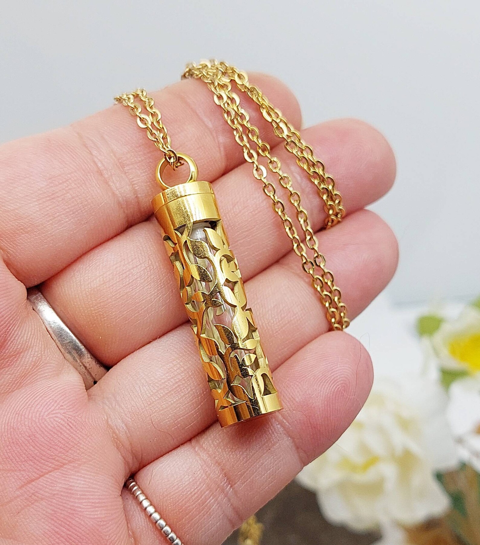 Vine Design Urn Locket Necklace for Ashes or Lock of Hair Etsy