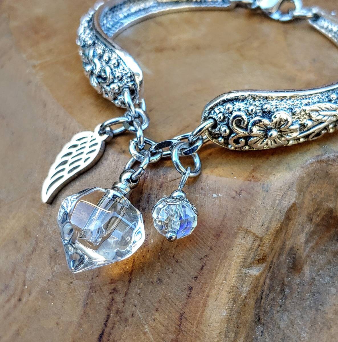 Vintage Spoon Inspired Floral Cremation Urn Bracelet Etsy