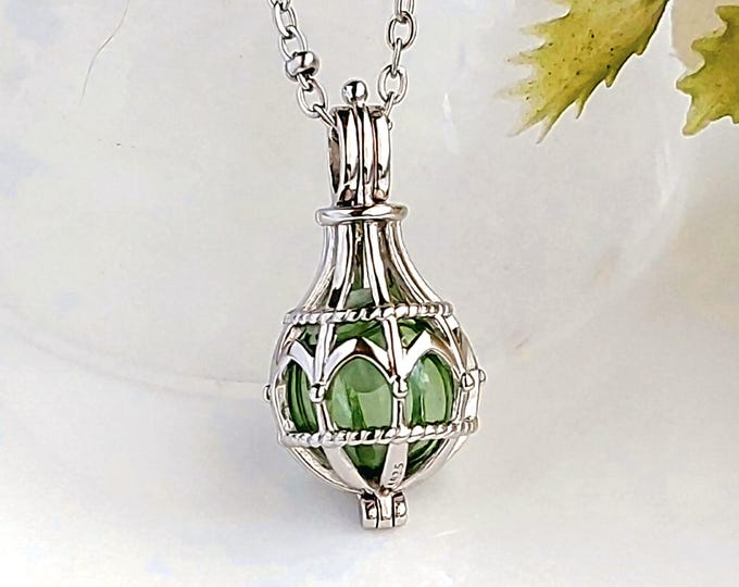 Sterling Silver Teardrop Cremation Locket: Glass Ashes Keepsake Urn Necklace | Memorial, Sympathy Gifts