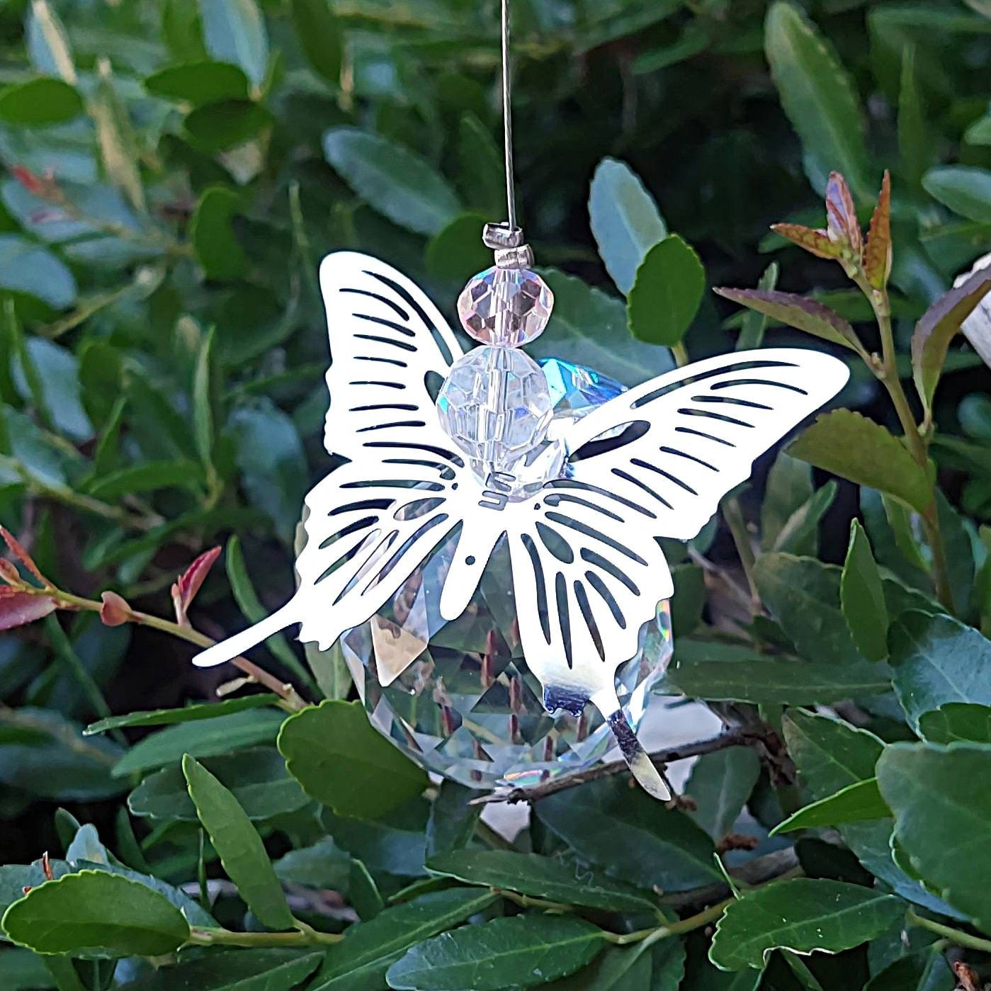 Butterfly Urn Suncatcher Gift | Fillable Glass Locket | Keepsake Urn Crystal Butterfly Urn Jewelry for Ashes or Hair | Cremation Jewelry