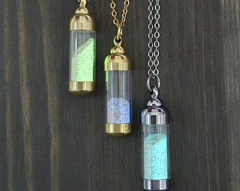 Glow in the Dark Memorial Pendant | Cremation Ashes Jewelry | Urn Necklace for Ashes | Keepsake Jewellery Gifts