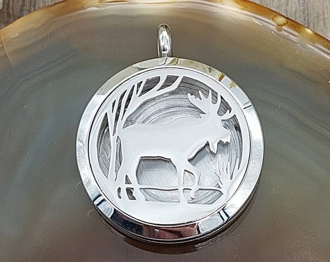 Moose Locket Necklace | Hair Locket | Nature Urn Jewelry for Ashes | Cremation Jewelry | Cremation Necklace | Memorial Gift | Ashes Holder