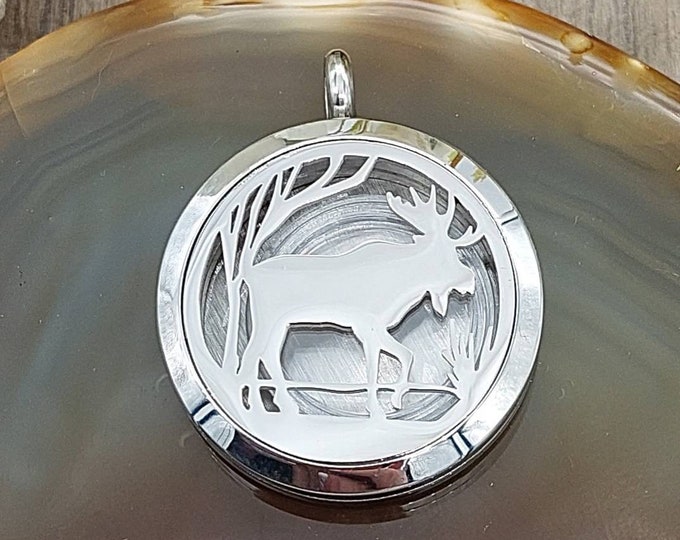 Moose Locket Urn Necklace | Hair Locket | Nature Urn Jewelry for Ashes | Cremation Jewelry | Cremation Necklace | Memorial Gift | Ash Holder