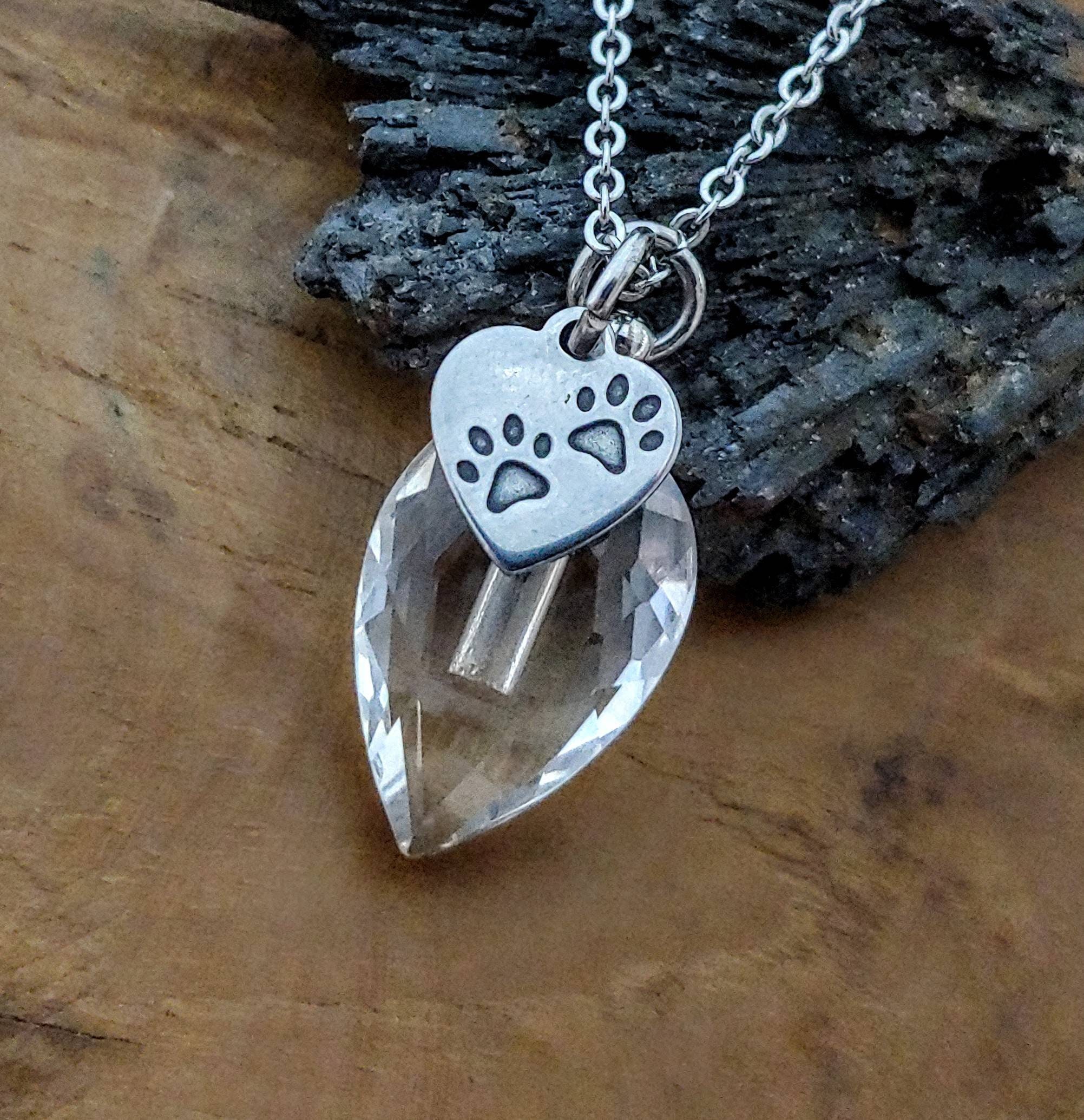 Crystal Pet Ash Urn Necklace Paw Urn Necklace Pet Loss Etsy