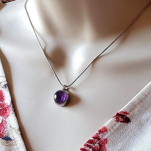 Amethyst Crystal Keepsake Locket Necklace | Custom Inlaid Small Cremation Ash Lockets | Memorial Ashes Jewellery | February Birthstone Gifts