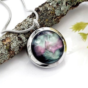 Aurora Borealis Glass Keepsake Locket | Urn Necklace for Ashes, Hair, Fur | Urn Jewelry for Cremains | Memorial, Funeral, Cremation Jewelry