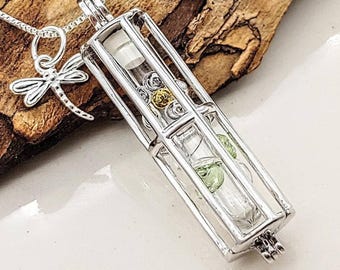 Keepsake Sterling Silver Dragonfly Urn Locket Necklace for Ashes, Lock of Hair| Memorial Urn Jewelry | Cremation Jewelry Daisy Urn Pendant