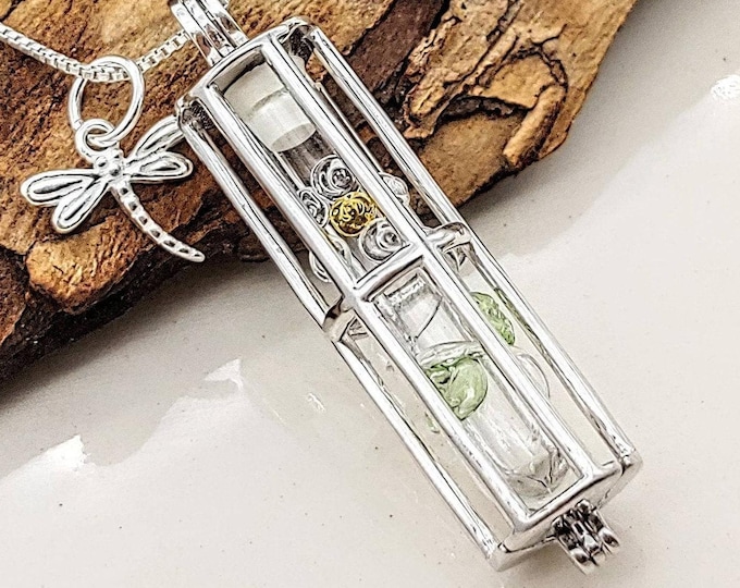 Keepsake Sterling Silver Dragonfly Urn Locket Necklace for Ashes, Lock of Hair| Memorial Urn Jewelry | Cremation Jewelry Daisy Urn Pendant