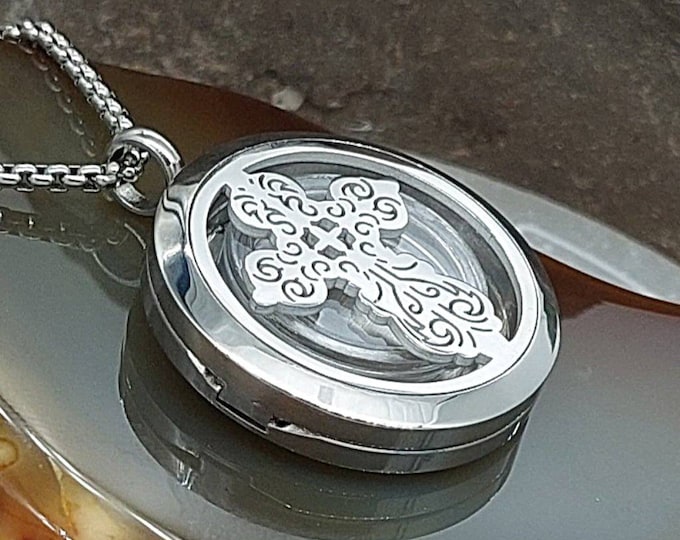 Memorial Jewelry Cross Locket | Urn Jewelry for Ashes or Lock of Hair | Cremation Jewelry | Cremation Ash Necklace | Ash Holder Jewellery