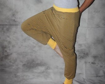 striped Bloomers  Harem Pants Sarouel pants yellow grey pants