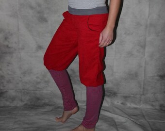red knickers Bloomers cord Pants with hooped cuffs cord pants