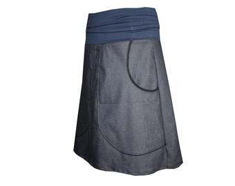 Jeansrock Knielang Etsy