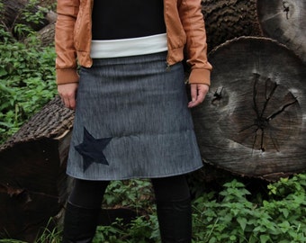 Jeansrock Knielang Etsy