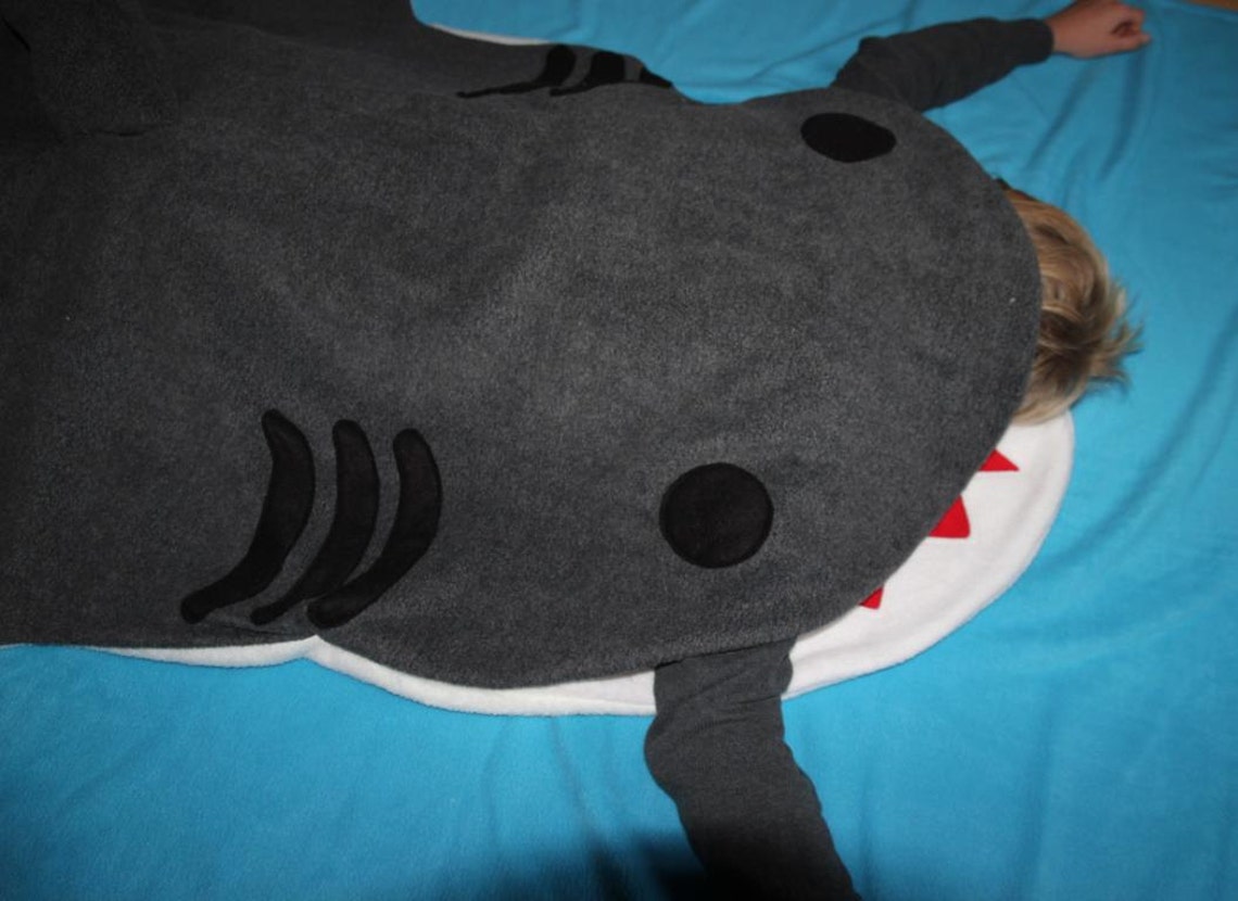 Big Shark Bag Sleeping Bag Adult Gray Pink or Blue Etsy
