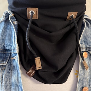 black Loop scarf with drawstring cord jersey