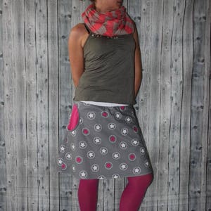 gray skirt, A-Line skirt, colorful skirt with stars size S - L