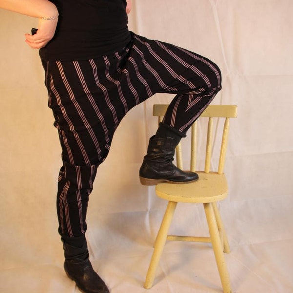 Baggy Pants Jersey stripes Bloomers Pants black