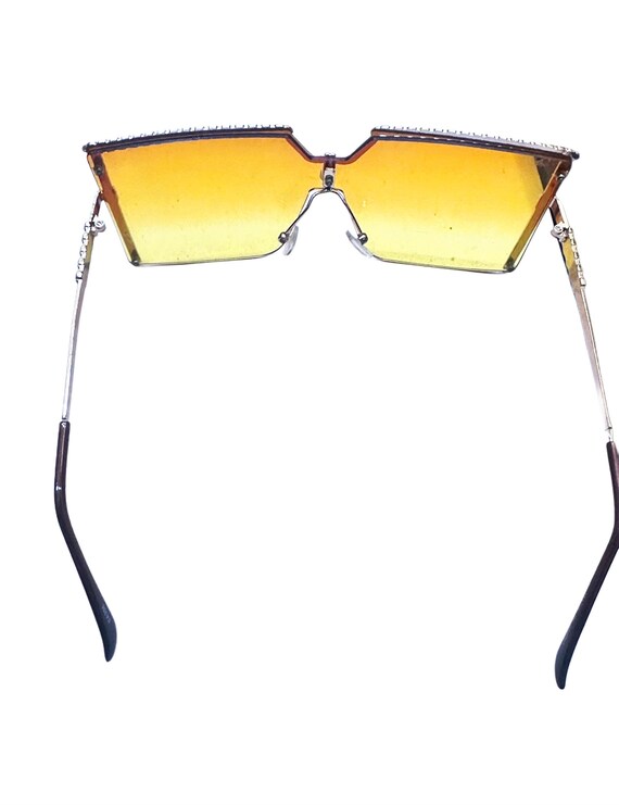 Yellow Gradient 1990s Square Statement Sunglasses - image 2