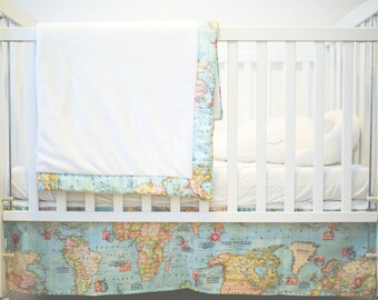 World Map Crib Skirt Etsy