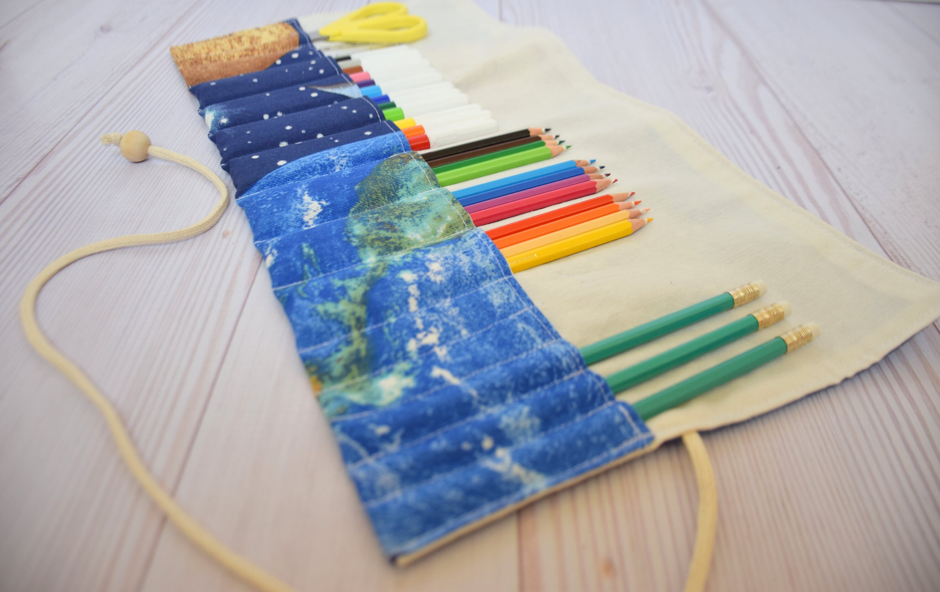 Roll Up Pencil Case Travel Pencil case Pen Roll Canvas Etsy