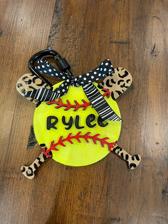 Baseball and Bat Mom Accessories- Softball and Bat Mom Accessories- Personalized Bag Tag - Baseball and Bat Bag Charm