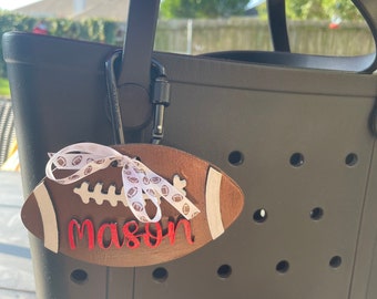 Football Mom Accessories- Mom Personalized Bag Tag - Football Bag Charm