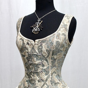 PIN BODICE - Green/Ivory Tapestry