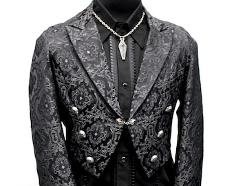MONTE CRISTO TAILCOAT - Black Edwardian Brocade