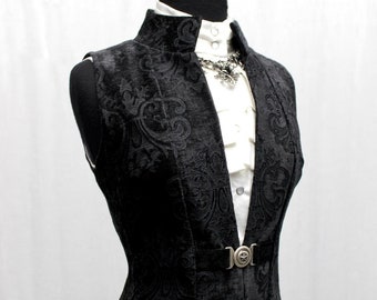 NECROMANTIC COAT/VEST - Black Velvet Brocade