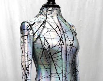 FUTURE SHOCK DRESS - Cracked Hologram Fabric - White
