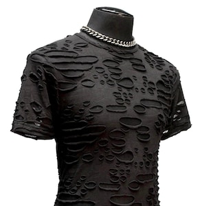 MEN&#39;S SHORT SLEEVE T-shirt - Black Decayed Fabric