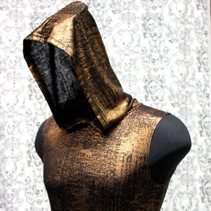 MEN'S SLEEVELESS HOODIE T - Bronze Metallic Fabric