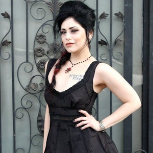 VINTAGE COCKTAIL DRESS - Black Embroidered Taffeta Fabric