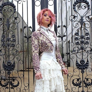 HARLEQUIN TAILCOAT - Purple/Ivory Tapestry
