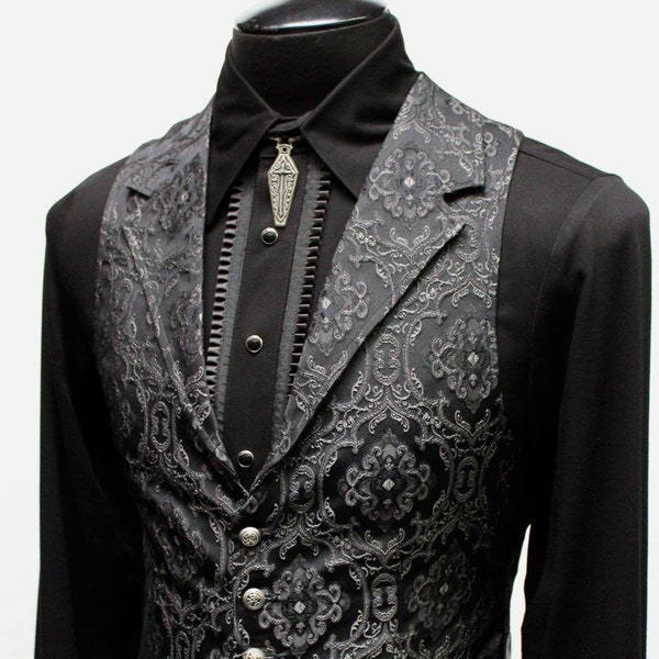 ARISTOCRAT VEST - Black Edwardian Brocade Fabric