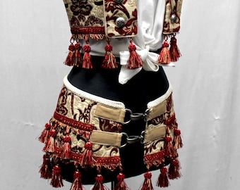 TASSEL SKIRT - Burgundy/Ivory