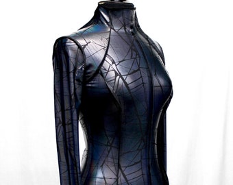 FUTURE SHOCK DRESS - Cracked Hologram Fabric - Black