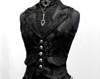 レディース ヴィンテージ 1930年代 ブラック ニットベスト、襟付き、XS